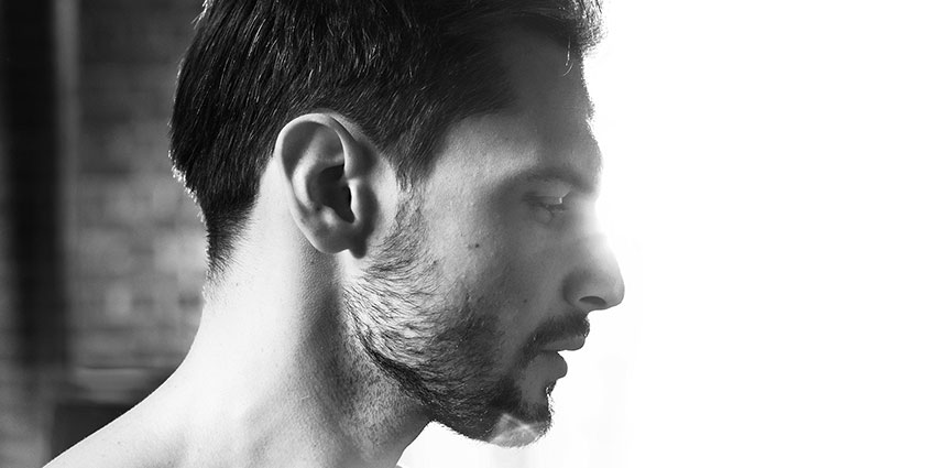 Non-surgical rhinoplasty, male model 01-4, side view